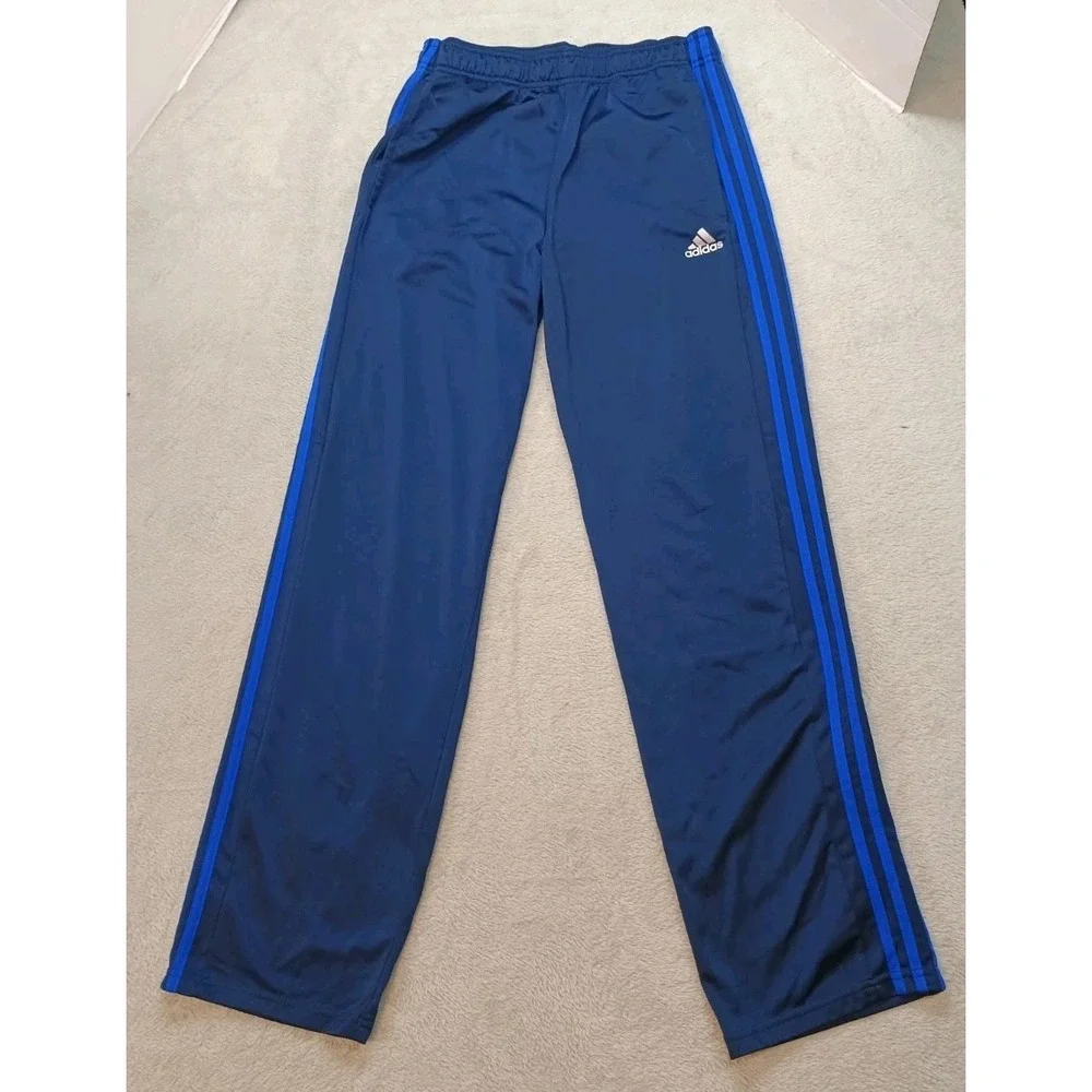 Adidas Trackpants Mens Sz M Navy Blue Basketball Logo Athletic Casual Pockets